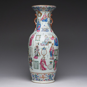A Chinese famille rose 'Wu Shuang Pu' vase, 19th C.