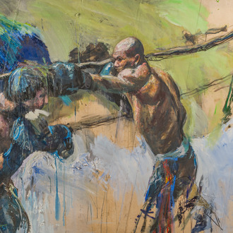 Sam Drukker (1957): The boxers, oil on canvas, dated (19)99