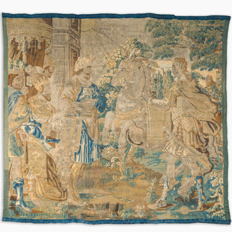A fragment of a Flemish wall tapestry, Brussels or Oudenaarde, 17th C.