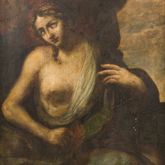 European school: The penance of Mary Magdalene, oil on canvas, ca. 1700