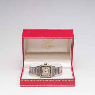 A Cartier Santos Galbée yellow gold and steel wristwatch, n°166930, second half 20th C.