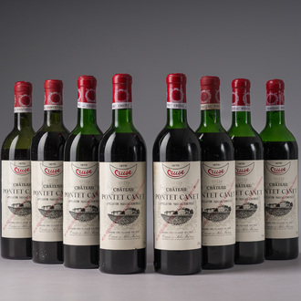 Eight bottles of Château Pontet Canet, Pauillac, Cruse & Fils Frères, 1970