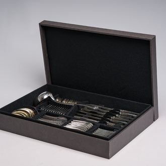 A French 49-piece silver-plated cutlery set, model Malmaison, Christofle, 20th C.