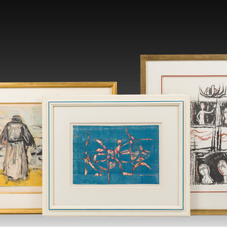 Belgian school: Three graphic works, 20th C.