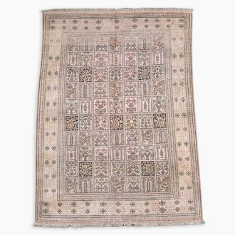 An Indian silk Kashmir rug with floral design, 20th C.