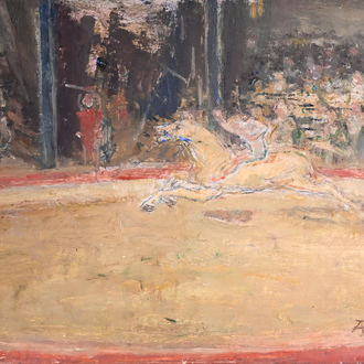 Alfons Proost (1880-1957): Circus, oil on panel, dated 1950