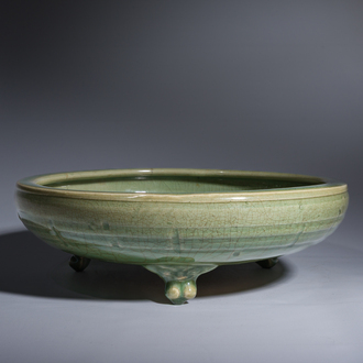 A Chinese Longquan celadon tripod censer, Ming