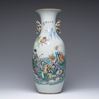 A Chinese famille rose 'Immortals' vase, 19th/20th C.