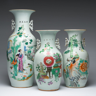 Trois vases en porcelaine de Chine famille rose, 19ème/20ème siècle