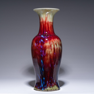 A tall Chinese flambé glazed vase, 19th/20th C.