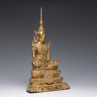 Bouddha en bronze doré et laqué, Thaïlande, période Rattanakosin, 19ème siècle