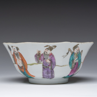 Bol en porcelaine de Chine famille rose à décor d'immortels, marque et époque de Tongzhi