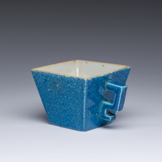 A Chinese robin's egg glazed tapering square cup, 18th C.