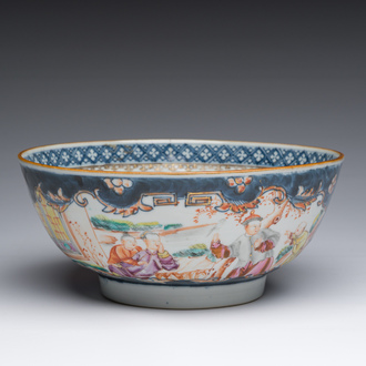 A Chinese famille rose 'Mandarin' bowl, Qianlong