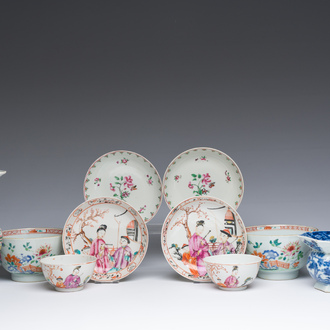 A varied collection of Chinese blue, white and famille rose porcelain, Kangxi/Qianlong