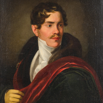 Bruges school, circle of François-Joseph Kinsoen (1770-1839): Portrait of a man, oil on canvas, first quarter 19th C.
