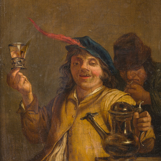 Ecole flamande, suiveur de David Teniers II (1610-1690): Le goût, huile sur panneau, fin du 18ème siècle