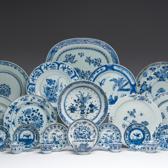 A varied collection of Chinese blue and white porcelain, Kangxi/Qianlong