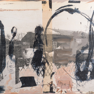 Nina Stoupina (1955): 'Gedeeltelijk verduistering', techniques mixtes sur toile, daté 2009