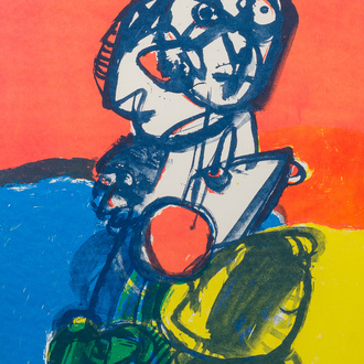 Jan Cobbaert (1909-1995): À la plage, lithographie en couleurs, éd. 36/75