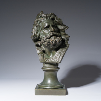 François Rude (1784-1855): Tête de Gaulois, bronze à patine verte, 20ème siècle