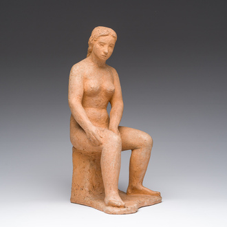 Antoine Vriens (1902-1987): Seated nude lady, terracotta, dated (19)66