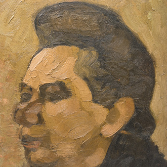 Hubert Malfait (1898-1971): 'Boerin' (portrait of a farmer), oil on board