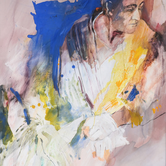 Christine Comyn (1957): Moment of rest, mixed media on paper