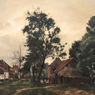 Charles Lebon (1906-1957): View of a farm yard, oil on canvas