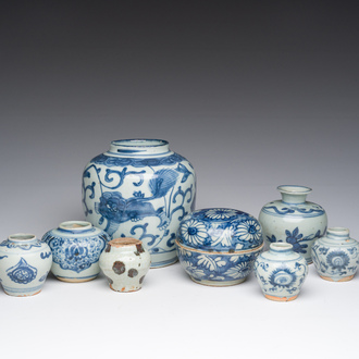 A varied collection of Chinese blue and white porcelain, Ming