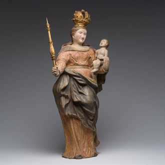An Italian polychrome decorated terracotta Madonna and Child, 18th C.