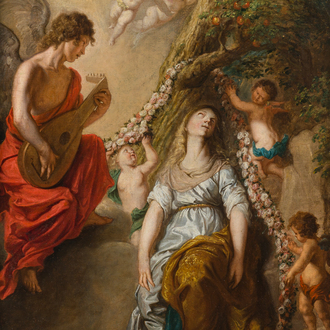 École flamande, suiveur de Théodore Boeyermans (1620-1678): L'extase de sainte Rosalie de Palerme, huile sur toile, vers 1700