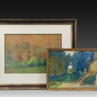 Jules Merckaert (1872-1924) et Vital Keuller (1866-1945): Deux paysages, aquarelle sur papier, un daté (19)40
