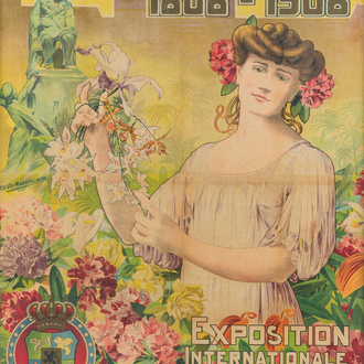 Edmond De Maertelaere (1876-1938): Affiche de l'exposition à Gand à l'occasion du centenaire de la Société Royale d'Agriculture, daté 1908