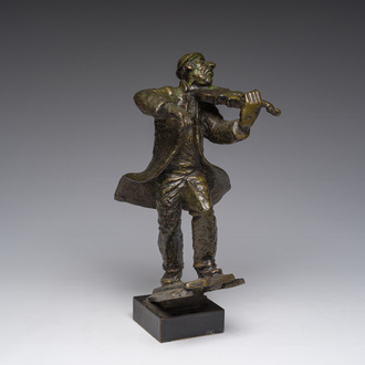 L. Segal (20ème siècle): Le violoniste passionné, bronze patiné