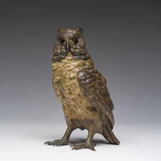 Modèle de hibou en bronze polychrome peint à froid, Vienne, Autriche, 19ème/20ème siècle