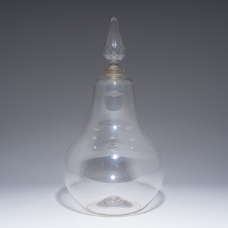 A large pear-shaped glass apothecary jar or carboy, 19th C.
