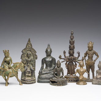 A varied collection of votive Buddhist bronze sculptures, South East Asia, 19th/20th C.