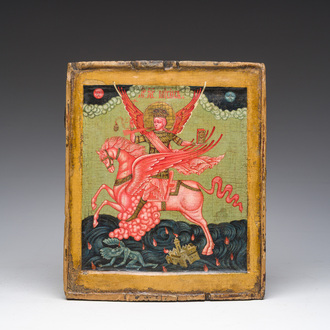 A Russian orthodox 'Archangel Michael Voyevoda, captain of the heavenly hosts' icon, 18th/19th C.