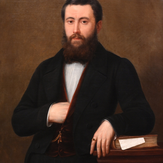 Charles Picqué (1799-1869): Portrait d'un gentilhomme, huile sur toile, daté 1866