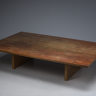 Table à opium en bambou et bois dur, Chine, 20ème siècle