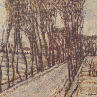 Alfons Blomme (1889-1979): Paysage avec une rangée d'arbres, huile sur toile