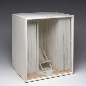 Florence Regnier-Barral (1946): 'La chaise longue', from the series 'Série des Lieux', mixed media maquette, dated 1978