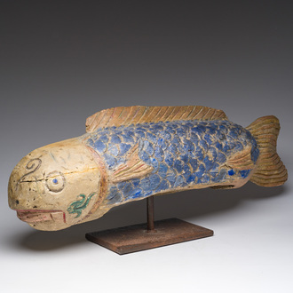 Marionnette de poisson ou Sogo bò en bois sculpté et polychrome, Bozo, Mali, 20ème siècle