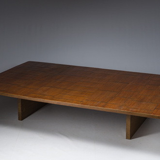 Table à opium en bambou et bois dur, Chine, 20ème siècle