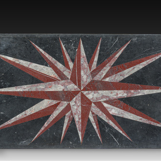 Plateau de table rectangulaire en pietra dura à décor d'étoilé, Italie, 20ème siècle