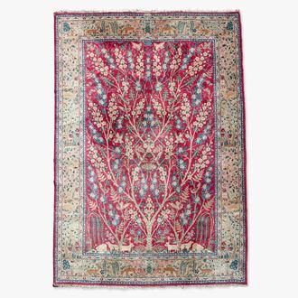 Tapis oriental de type Tabriz à décor d'arbre de vie, laine sur coton, milieu du 20ème siècle
