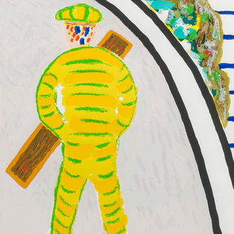 Roger Raveel (1921-2013): 'Een kromming in de tijd', sérigraphie en couleurs, éd. 71/200, daté 1990