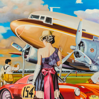 Victor Turban (1936): 'L'élégante au chapeau', huile sur toile