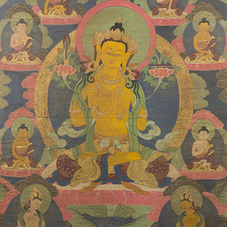 A large Tibetan 'Manjusri' thangka, 19th C.